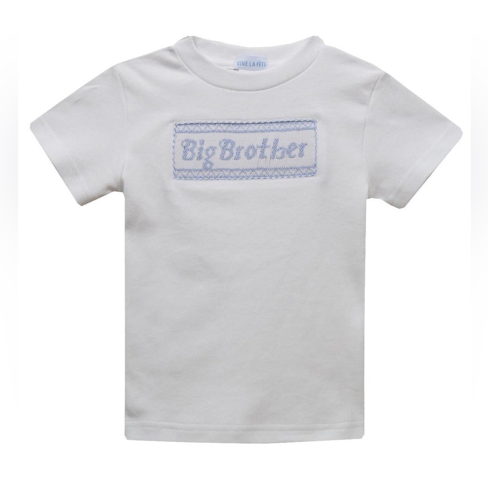 NWT Vive La Fete Big Brother Hand Smocked Shirt - White
